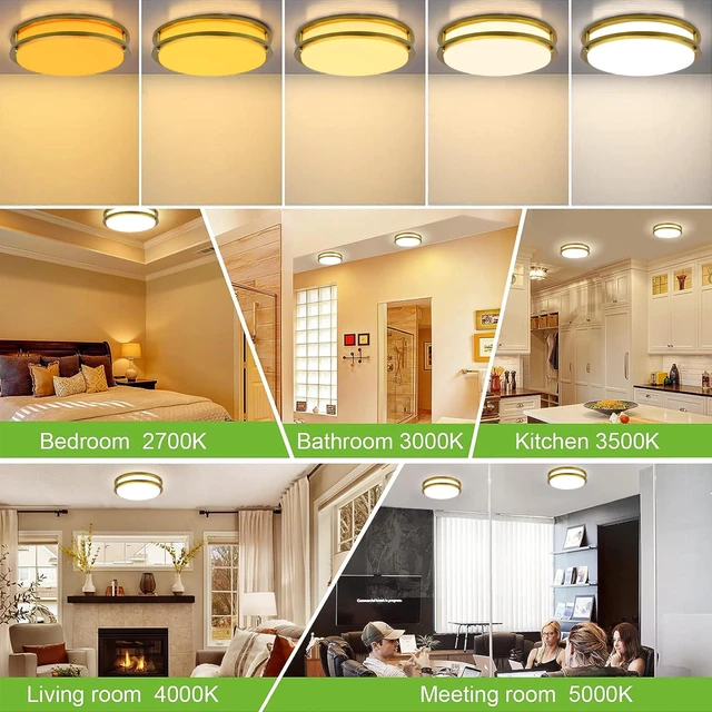Alt view image 5 of 7 - 10 inch Flush Mount LED Ceiling Light Fixture,1100LM 17W,2700K/3000K/3500K/4000K/5000K Adjustable Ceiling Lights,Gold Saturn Dimmable Lighting for Hallway Bathroom,2 Pack