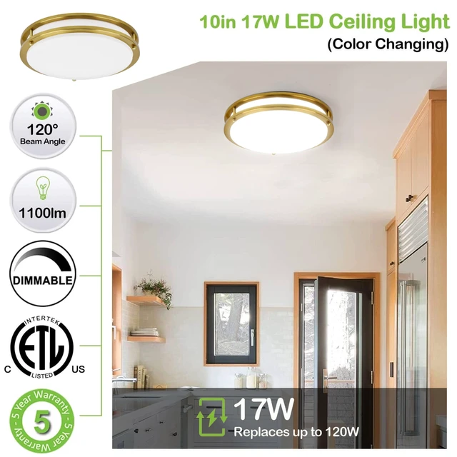Alt view image 7 of 7 - 10 inch Flush Mount LED Ceiling Light Fixture,17W,1100LM,5CCT 2700K/3000K/3500K/4000K/5000K Adjustable Ceiling Lights, Gold Saturn Dimmable Lighting for Hallway Bathroom or Kitchen