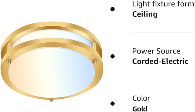 Alt view image 6 of 7 - 10 inch Flush Mount LED Ceiling Light Fixture,1100LM 17W,2700K/3000K/3500K/4000K/5000K Adjustable Ceiling Lights,Gold Saturn Dimmable Lighting for Hallway Bathroom,2 Pack