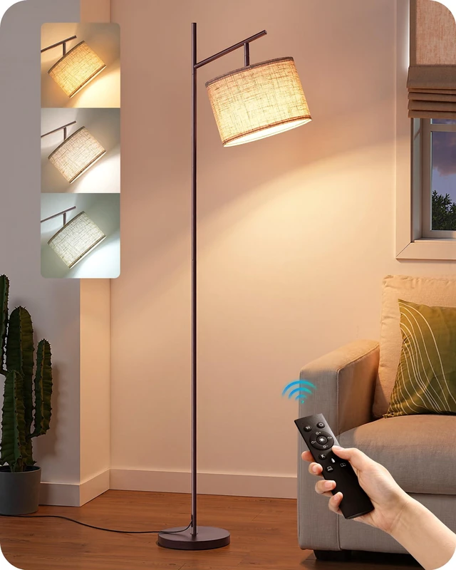 Main image of 64.7IN Brown Floor Lamp for Living Room with Remote, Standing Lamp Foot Pedal Switch, 5CCT, Dimmable, Bulb Included, Adjustable Head, Sturdy Base, Modern for Living Room, Bedroom