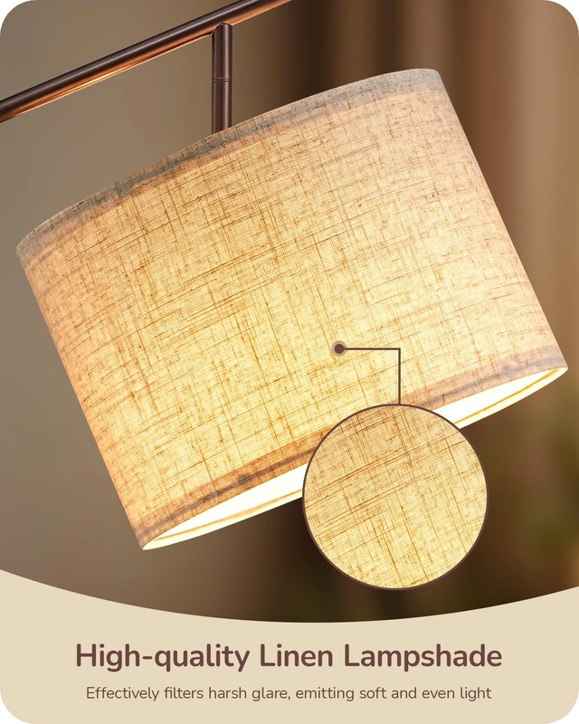 Alt view image 5 of 7 - 64.7IN Brown Floor Lamp for Living Room with Remote, Standing Lamp Foot Pedal Switch, 5CCT, Dimmable, Bulb Included, Adjustable Head, Sturdy Base, Modern for Living Room, Bedroom