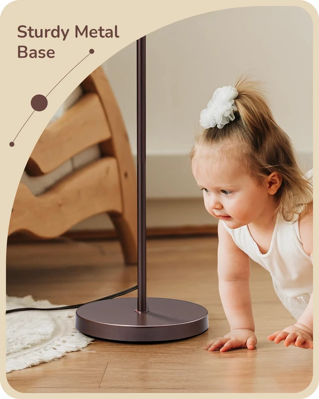 Alt view image 6 of 7 - 64.7IN Brown Floor Lamp for Living Room with Remote, Standing Lamp Foot Pedal Switch, 5CCT, Dimmable, Bulb Included, Adjustable Head, Sturdy Base, Modern for Living Room, Bedroom
