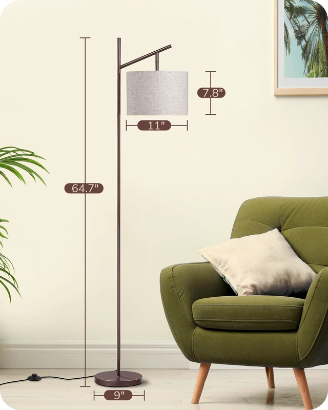 Alt view image 7 of 7 - 64.7IN Brown Floor Lamp for Living Room with Remote, Standing Lamp Foot Pedal Switch, 5CCT, Dimmable, Bulb Included, Adjustable Head, Sturdy Base, Modern for Living Room, Bedroom