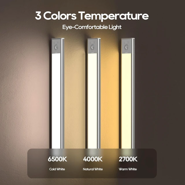 Alt view image 2 of 7 - 2 Pack Under Cabinet Lighting, 3 Color Temperatures Motion Sensor Light Indoor, LED Rechargeable Cabinet Lights, Stick-On Magnetic Closet Light, Wireless Under Counter Lights for Kitchen, Stair