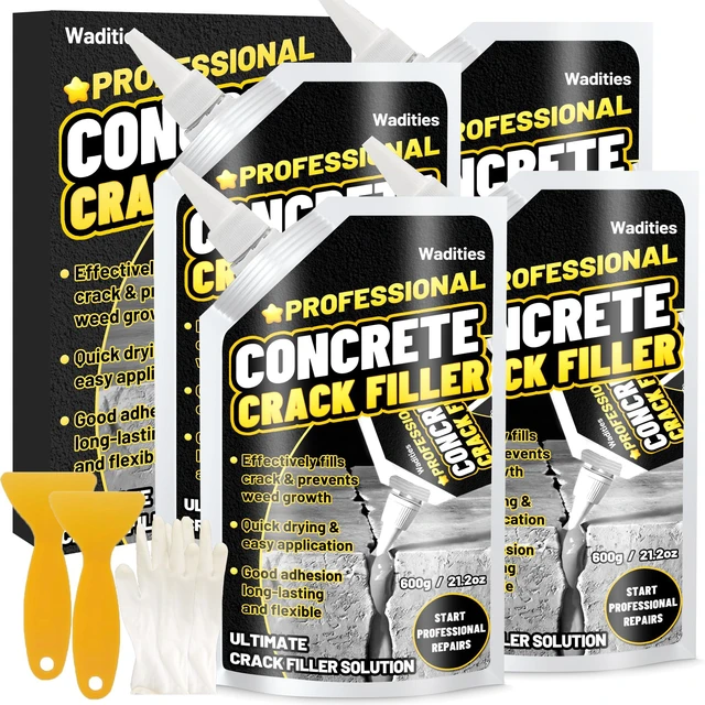 Main image of Concrete Crack Filler, 5.3LB High Elasticity Cement Crack Repair Sealant Slab Concrete Waterproof Repair Sealant for Driveways, Walkways, Patio, Joint, Indoor and Outdoor Quick Drying Sealer - Grey