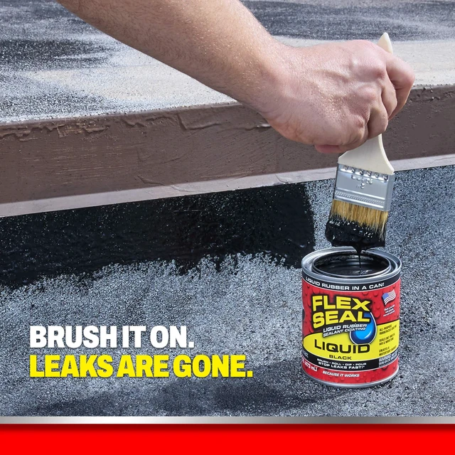 Alt view image 3 of 7 - Rubber Sealant Coating, Waterproof, Black, 16 oz Stops leaks fast, brush, roll, dip or pour on, UV resistant, prevents rust, corrosion, roof, basement, RV, gutters, masonry