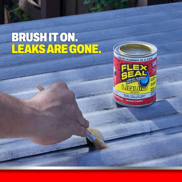 Alt view image 3 of 7 - Rubber Sealant Coating, Waterproof, Clear, 16 oz Stops leaks fast, brush, roll, dip or pour on, UV resistant, prevents rust, corrosion, roof, basement, RV, gutters, masonry