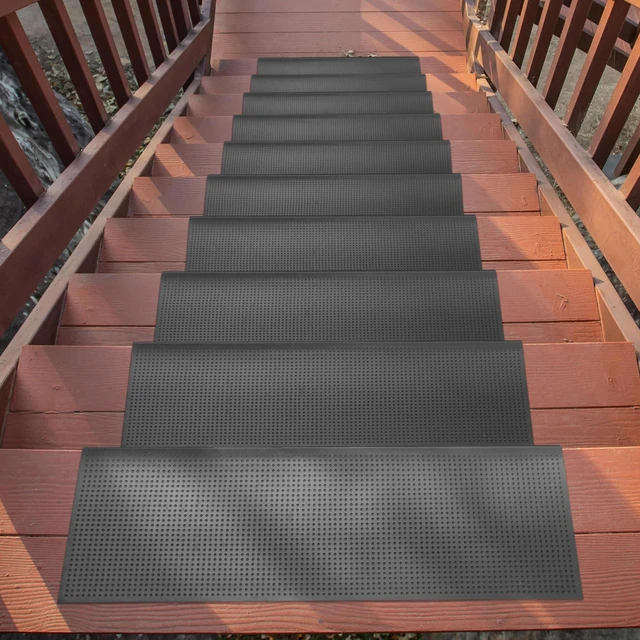 Alt view image 2 of 7 - Bullnose Stair Treads Outdoor Dots Heavy-Duty Non-Slip Stair Mats Best Grip on Concrete, Brick & Textured Step Fastening Required for Wooden & RV Steps, Pack of 5