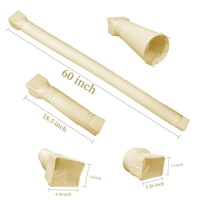 Alt view image 2 of 7 - 2 pack Flexible Rain Gutter Downspout Extensions,Drain Downspout Extender,Gutter Extension Flexible,Down Spout Drain Extension Pipes,Extendable from 21 to 60 Inches (stone-grey)