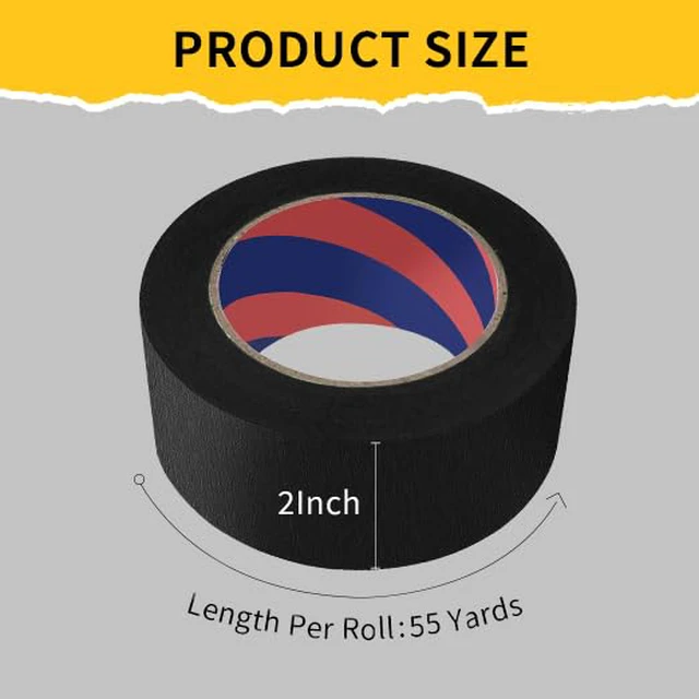 Alt view image 2 of 7 - Painters Tape, 2 inch x 55 Yards x 2 Rolls Black Painters Masking Tape for Indoor and Outdoor Use, Medium Adhesive Paint Tape for DIY Crafts, Arts, Painting, Easy Removal