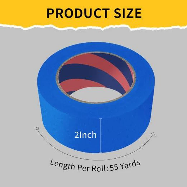 Alt view image 2 of 7 - Painters Tape, 2 inch x 55 Yards x 2 Rolls Blue Painters Masking Tape for Indoor and Outdoor Use, Medium Adhesive Paint Tape for DIY Crafts, Arts, Painting, Easy Removal