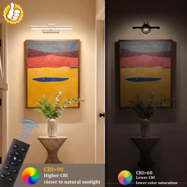 Alt view image 4 of 7 - Picture Light for Wall, 4000mAh, 13.8 Inch, 2 Pack, Mocha Gold Cordless Rechargeable, LED Art Light with Remote, Dimmable 3 Color Temps, Battery Operated, for Living Room, Bedroom, Gallery