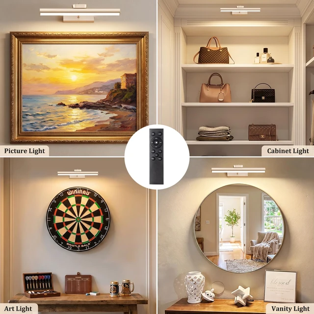 Alt view image 3 of 7 - Picture Light for Wall, 4000mAh, 13.8 Inch, 2 Pack, Mocha Gold Cordless Rechargeable, LED Art Light with Remote, Dimmable 3 Color Temps, Battery Operated, for Living Room, Bedroom, Gallery