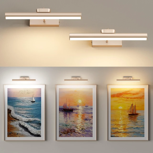 Alt view image 7 of 7 - Picture Light for Wall, 4000mAh, 13.8 Inch, 2 Pack, Mocha Gold Cordless Rechargeable, LED Art Light with Remote, Dimmable 3 Color Temps, Battery Operated, for Living Room, Bedroom, Gallery