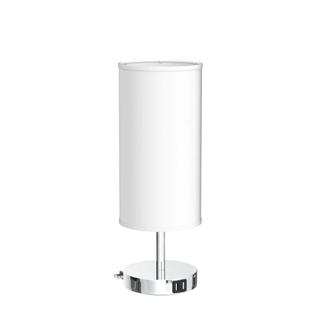 Alt view image 4 of 7 - Bedside Lamp with USB Port - Touch Control Table Lamp for Bedroom 3 Way Dimmable Nightstand Lamp with Round White Fabric Shade for Living Room, Dorm, Home Office (LED Bulb Included)