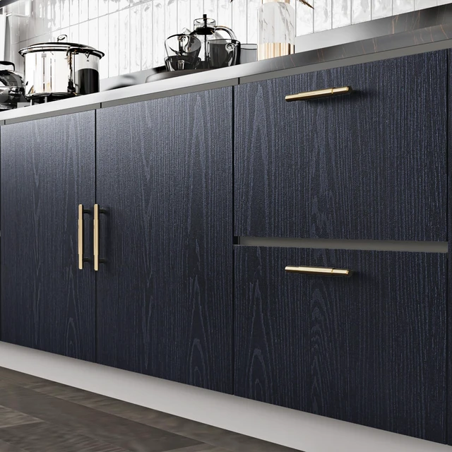 Alt view image 4 of 7 - Large Dark Wood Contact Paper Peel and Stick Counttertops Waterproof Navy Blue Wood Wallpaper Self Adhesive Wooden Grain Vinyl Countertop Wrap for Kitchen Tables Desk Cabinets Shelf 24" x 118"