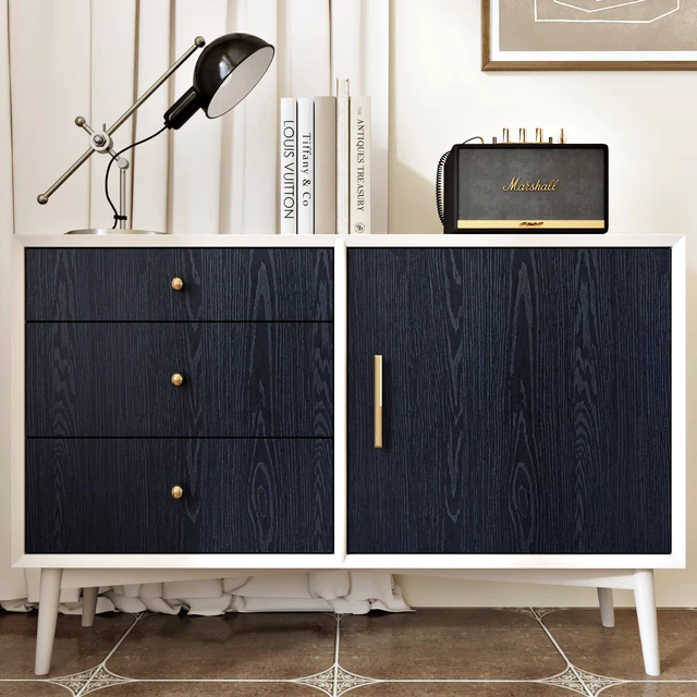 Alt view image 5 of 7 - Large Dark Wood Contact Paper Peel and Stick Counttertops Waterproof Navy Blue Wood Wallpaper Self Adhesive Wooden Grain Vinyl Countertop Wrap for Kitchen Tables Desk Cabinets Shelf 24" x 118"
