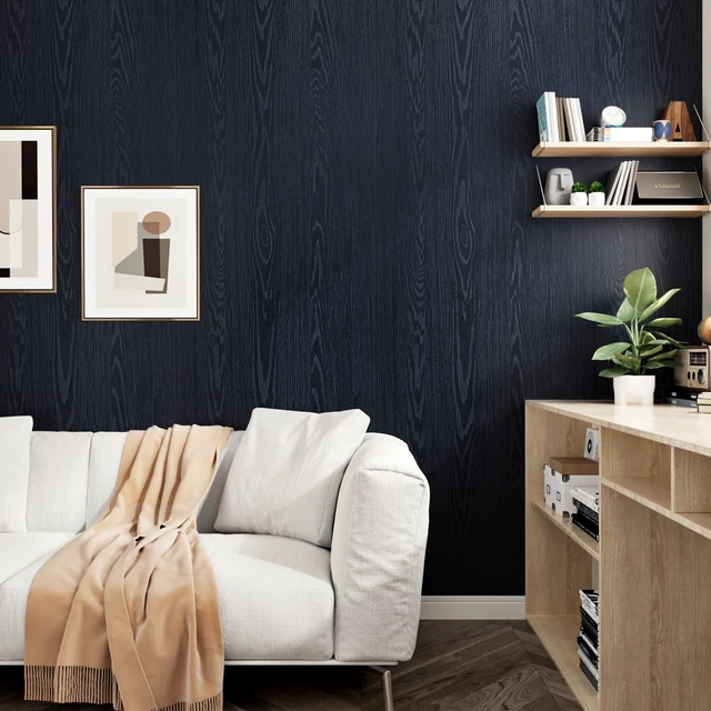 Alt view image 6 of 7 - Large Dark Wood Contact Paper Peel and Stick Counttertops Waterproof Navy Blue Wood Wallpaper Self Adhesive Wooden Grain Vinyl Countertop Wrap for Kitchen Tables Desk Cabinets Shelf 24" x 118"
