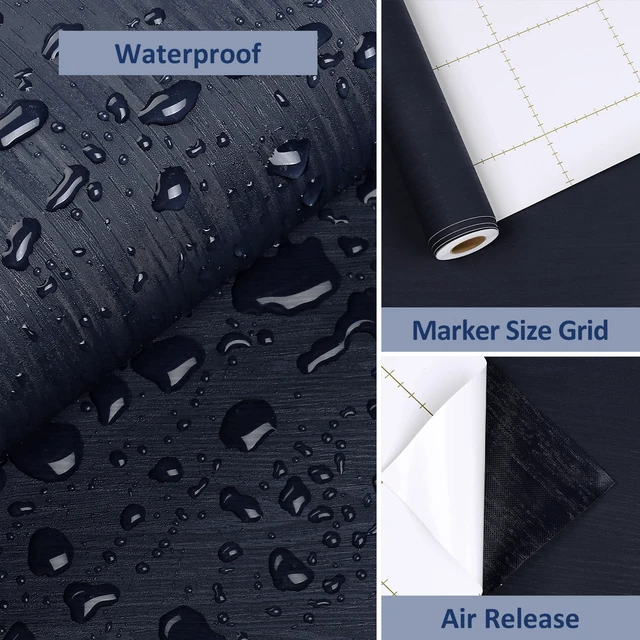 Alt view image 7 of 7 - Large Dark Wood Contact Paper Peel and Stick Counttertops Waterproof Navy Blue Wood Wallpaper Self Adhesive Wooden Grain Vinyl Countertop Wrap for Kitchen Tables Desk Cabinets Shelf 24" x 118"