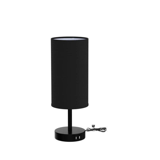 Alt view image 4 of 7 - Bedside Lamp with USB Port - Touch Control Table Lamp for Bedroom 3 Way Dimmable Nightstand Lamp with Round Black Fabric Shade for Living Room, Dorm, Home Office (LED Bulb Included)
