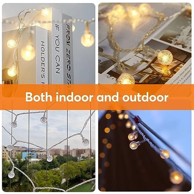 Alt view image 7 of 7 - 116ft Color Changing String Lights, 200 LED Multicolor & Warm White Crystal Globe Lights with Remote, 11 Modes, IP44 Waterproof, Plug in Fairy Lights for Indoor Outdoor Christmas Party Garden