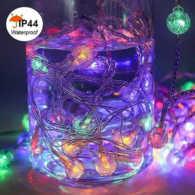 Alt view image 5 of 7 - 116ft Color Changing String Lights, 200 LED Multicolor & Warm White Crystal Globe Lights with Remote, 11 Modes, IP44 Waterproof, Plug in Fairy Lights for Indoor Outdoor Christmas Party Garden