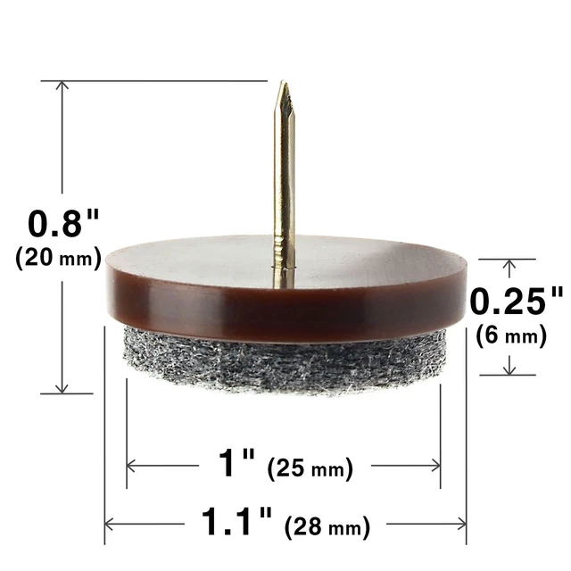 Alt view image 3 of 6 - Nail-on Felt Pads 40 PCS - 1.1" Felt Chair Pads Floor Protectors for Furniture Legs - Best Furniture Sliders for Hardwood Floors (28mm)!