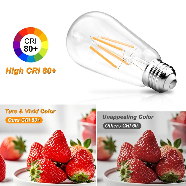 Alt view image 7 of 7 - 12-Pack Vintage LED Edison Light Bulb 60W Equivalent, Decorative Antique Filament Light Bulbs with 80+ CRI, Warm White 2700K, 700 Lumens, E26 Base, Non-Dimmable