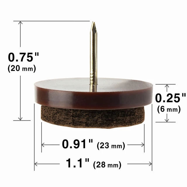 Alt view image 3 of 6 - Nail-on Felt Pads 40 PCS - 1.1" Felt Furniture Pads Brown Chair Leg Floor Protectors - Nail in Furniture Pads for Furniture Legs - The Best Felt Chair Pads for Hardwood Floors