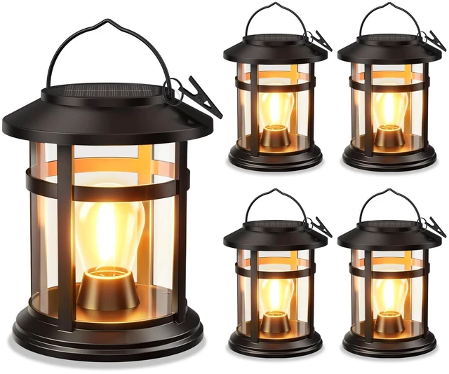 Main image of Solar Lantern Outdoor Waterproof, 4 Pack Bright Hanging Solar Lights for Outside Decorative, Upgraded Solar Powered Lanterns LED Lighting for Garden Patio Porch Decor Gifts (Warm Light)