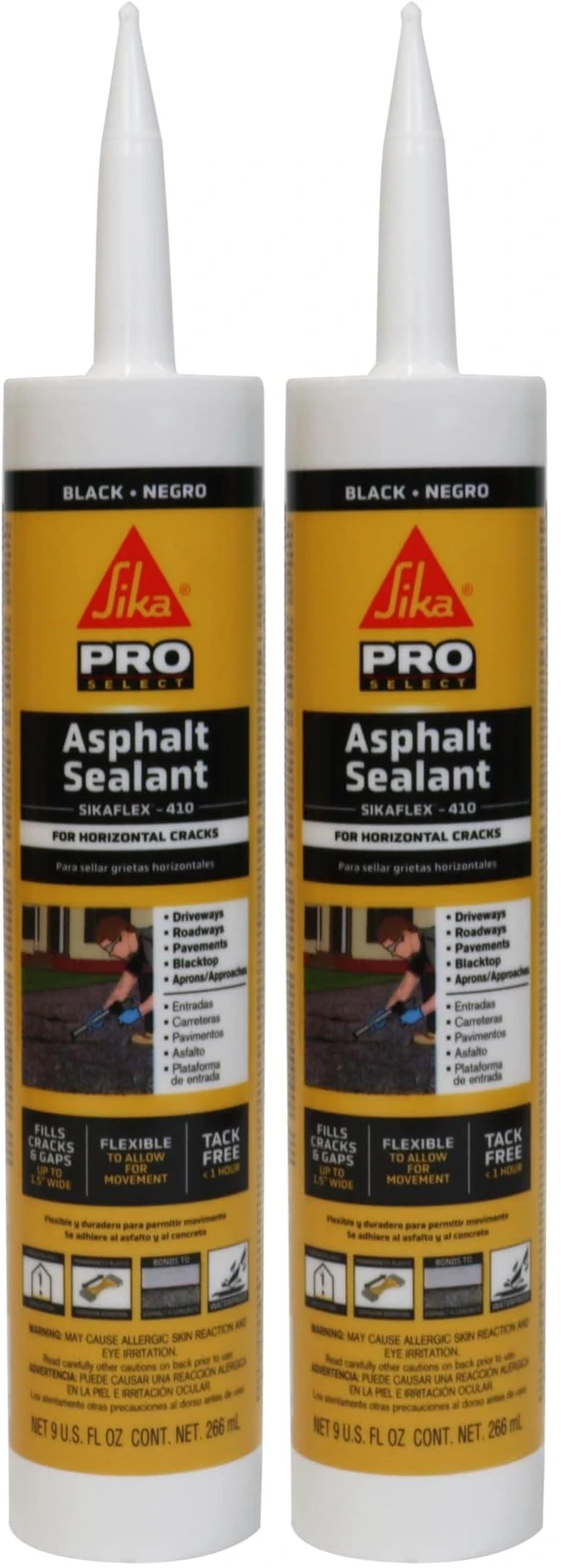Main image of flex-410 Asphalt Sealant, Black, Self-Leveling Hybrid Sealant for Filling Cracks in Asphalt Driveways, Roadways, and Pavements - 9 fl. oz. Cartridge, Fills Cracks up to 1.5 in. Wide