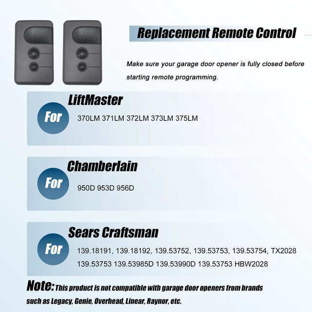 Alt view image 4 of 6 - 2026 Upgraded 877MAX+371LM Garage Door Keypad & 2 Remote Combo Compatible with Sears Craftsman Garage Door Opener, Replace for 139.53753 53753 139.18191 HBW2028 for Purple Learn Button (2006-2013)