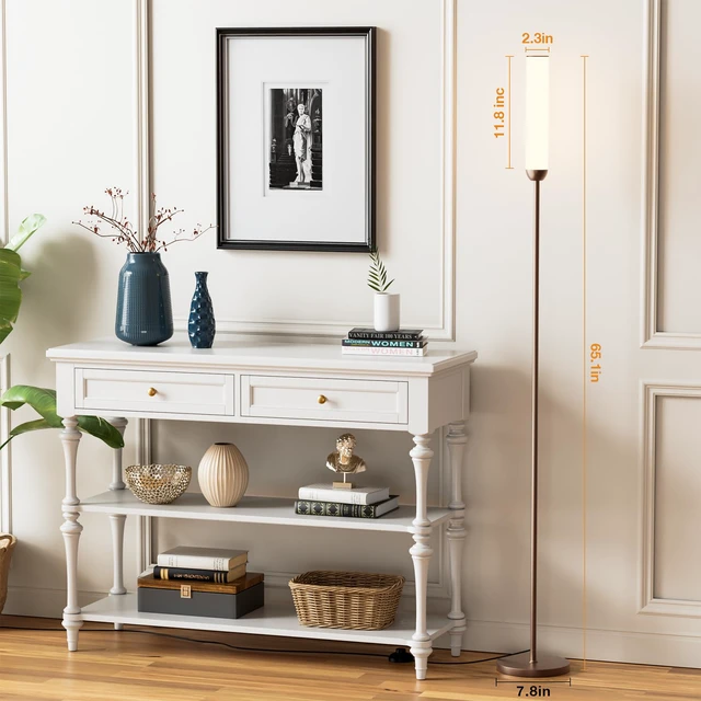 Alt view image 4 of 7 - LED Floor Lamp with Remote Control, Foot Switch, Brown Stepless Adjustable 3000K-6500K Colors,30-100% Brightness,Memory functions,14.5W light power,Standing lamp,Bedrooms,Office