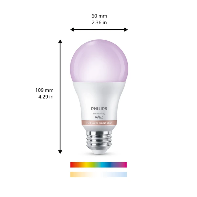 Alt view image 2 of 7 - Smart Lighting Connected Light Bulbs, 4-Pack, Color A19 60W 800LM E26 Indoor LED Lights, Smart Bulbs with Motion Detection, Control with Voice or App