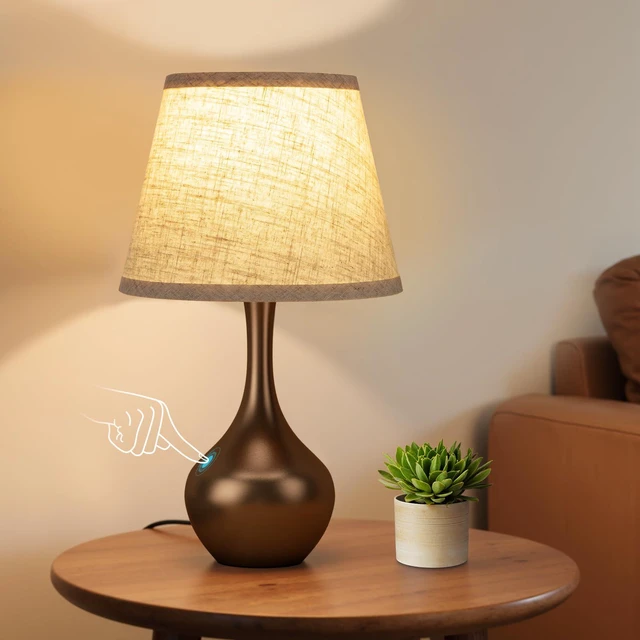 Main image of 16.1" Touch Table Lamp for Nightstand, 3 Way Dimmable Small Bedroom Lamp Touch Control, Set of 2, Bulb Included, Brown Bedside Lamps for Desk, Night Stands, Living Room, End Table, Corded