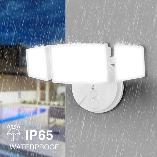Alt view image 5 of 7 - 75W Flood Lights Outdoor, 7000LM Brightness Security Lights Switch Controlled, 3 Adjustable Heads, IP65 Waterproof, 6500K Wall Mount Exterior LED Flood Light