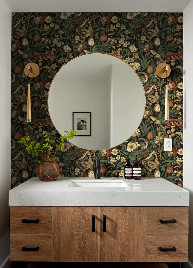Alt view image 6 of 7 - Retro Floral and Bird Contact Paper Vintage Peel and Stick Wallpaper 17.3" x197" Bedroom Decorative Self Adhesive Wallpaper Boho Floral Leaf Removable Wallpaper for Accent Wall Covering
