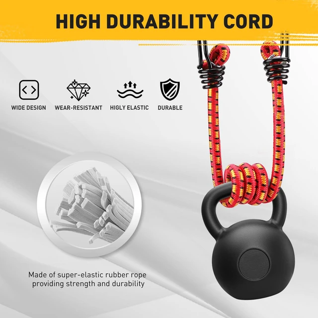Alt view image 3 of 7 - 24" Elastic Bungee Cords with Hooks: 10 Pcs Bungee Cords Heavy Duty Outdoor, Bungie Cord Bundle Assortment with Metal Hook, Bungee Straps for Kayaking, Camping, Garage Storage