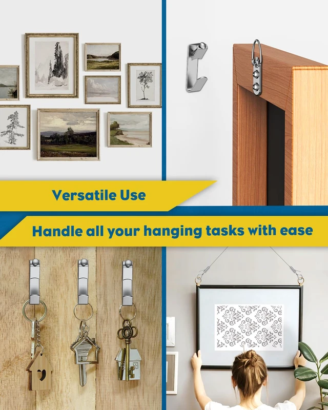 Alt view image 7 of 7 - 150 Pcs Picture Hanging Kit, 6.6 ft x 1/16" Picture Hanging Wire, Picture Wire Hanging Kit with D Rings, Hooks, Nails & Screws, Picture Hangers for Photo Frame, Mirror, Curtain & Art