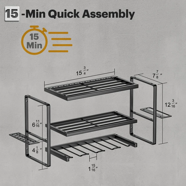 Alt view image 4 of 7 - Power Tool Organizer, 3 Layers 4 Drill Holder Wall Mount Garage Storage Rack for Handheld, Metal Tool Shelf Utility Rack for Cordless Power Tools, Suitable for Giving men