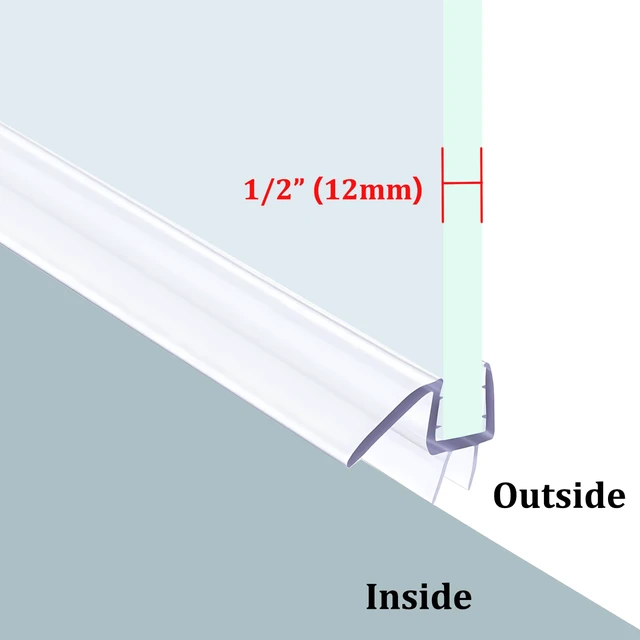 Alt view image 3 of 6 - 36" Shower Door Bottom Seal Strip for 1/2" (12mm) Glass Ultra Clear Polycarbonate Shower Door Sweep, Single Pack