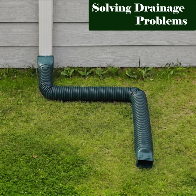 Alt view image 4 of 6 - Rain Gutter Downspout Extensions, Downspout Extender for Rainwater Drainage Flexible, Down Spout Drain Extension Pipe and Extendable from 21 to 66 Inches (Green)