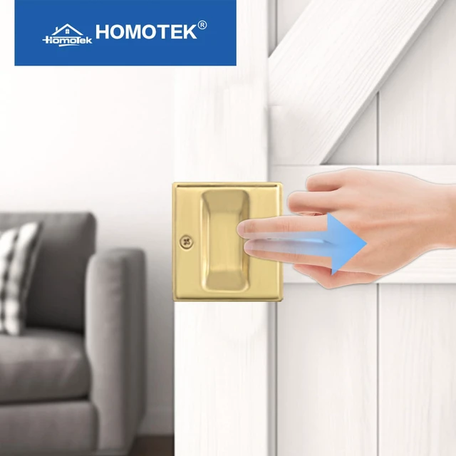 Alt view image 6 of 6 - 4 Pack Privacy Pocket Door Pull Without Switch Plate - Replace Old Or Damaged Passage Sliding Hardware No Lock Quickly and Easily, 2-3/4x2-1/2, for 1-3/8 Thickness Door, Brushed Brass