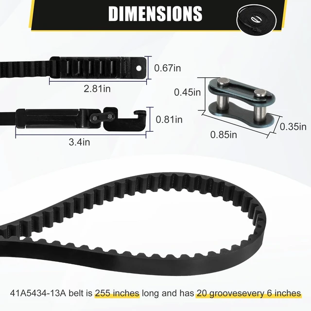 Alt view image 3 of 7 - 41A5434-13 Garage Door Belt 255", Drive Belt for 8FT High Garage Door 041A5434-13A Replacement Belt Compatible with liftmaster/Chamberlain/sentex Belt Models 3280, 2280, 2280R,2500, 2580, 3580