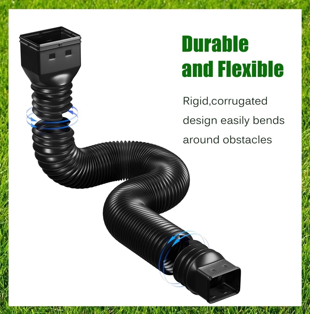Alt view image 6 of 7 - 2 Pack Rain Gutter Downspout Extensions Flexible,Down Spout Extender Diverter Extendable from 21 to 68 in,Screws for Included,Black