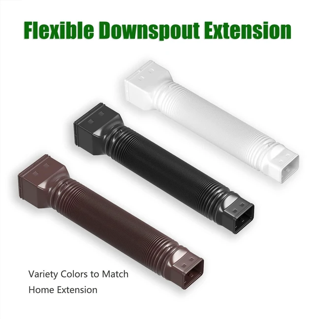 Alt view image 7 of 7 - 2 Pack Rain Gutter Downspout Extensions Flexible,Down Spout Extender Diverter Extendable from 21 to 68 in,Screws for Included,Black
