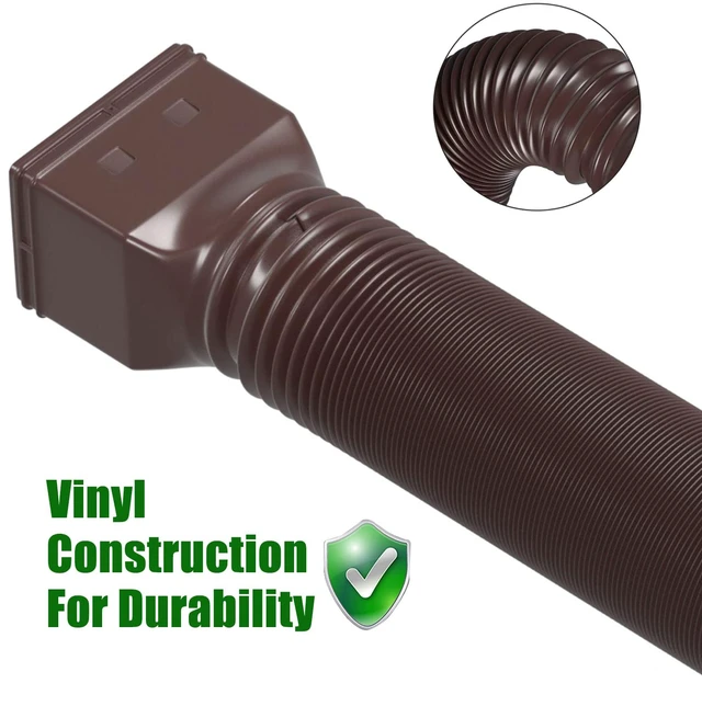 Alt view image 6 of 7 - 2 Pack Rain Gutter Downspout Extensions Flexible,Universal Drain Downspout Extender Drainage Connector 21"-68",Screws for Included,Brown