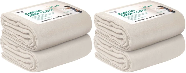 Main image of Canvas Drop Cloth for Painting 9x6 feet Pack of 4-8oz Painters Drop Cloths for Painting - All Purpose Canvas Tarps for Floor & Furniture Protection - Recycled Cotton Fabric