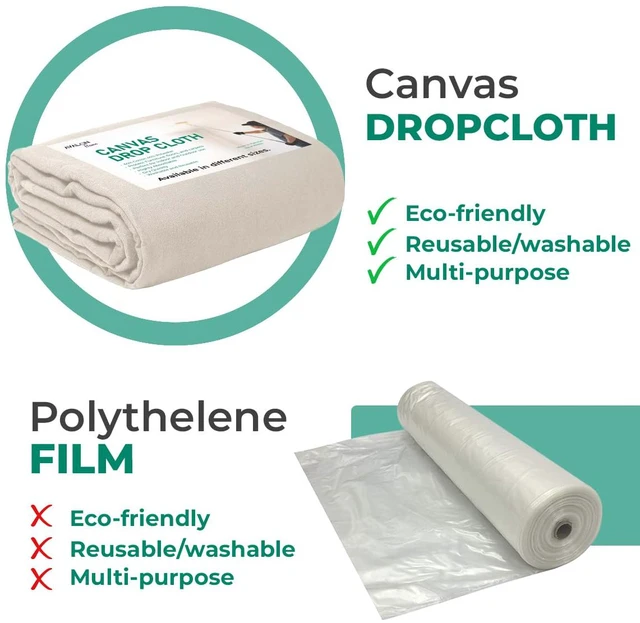 Alt view image 5 of 7 - Canvas Drop Cloth for Painting 9x6 feet Pack of 4-8oz Painters Drop Cloths for Painting - All Purpose Canvas Tarps for Floor & Furniture Protection - Recycled Cotton Fabric