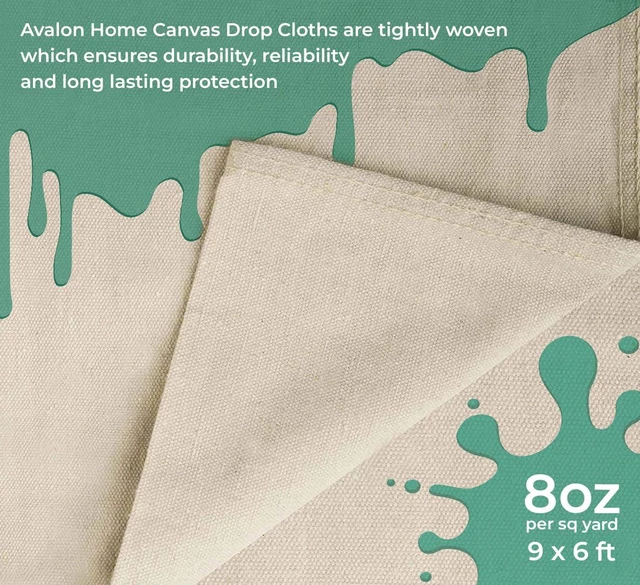 Alt view image 6 of 7 - Canvas Drop Cloth for Painting 9x6 feet Pack of 4-8oz Painters Drop Cloths for Painting - All Purpose Canvas Tarps for Floor & Furniture Protection - Recycled Cotton Fabric